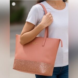 *Kate Spade - pink cow leather tote - with gold zipper closure